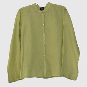 Eileen Fisher Silk Band Collar Shirt size Medium